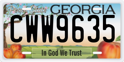 GA license plate CWW9635