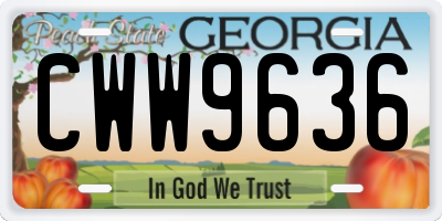 GA license plate CWW9636