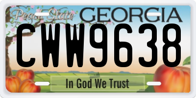 GA license plate CWW9638
