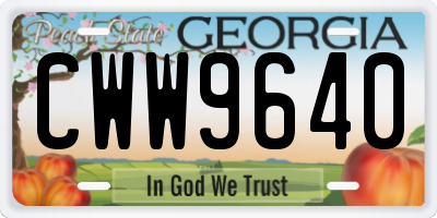 GA license plate CWW9640