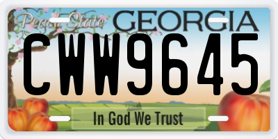 GA license plate CWW9645