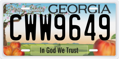 GA license plate CWW9649
