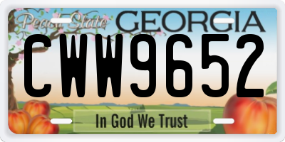 GA license plate CWW9652