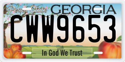 GA license plate CWW9653