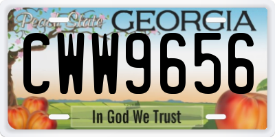 GA license plate CWW9656