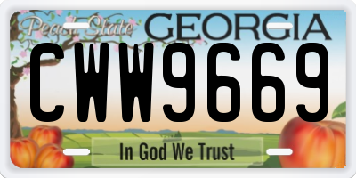 GA license plate CWW9669