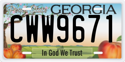 GA license plate CWW9671