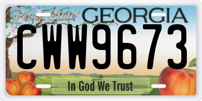GA license plate CWW9673