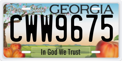GA license plate CWW9675