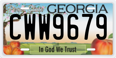 GA license plate CWW9679