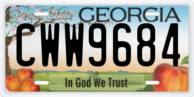 GA license plate CWW9684
