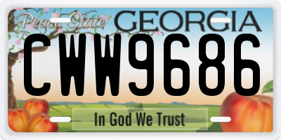 GA license plate CWW9686