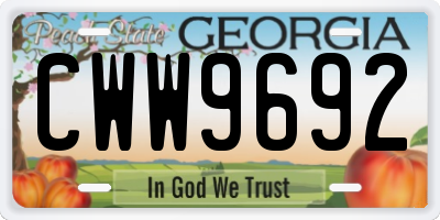 GA license plate CWW9692
