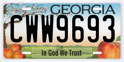 GA license plate CWW9693