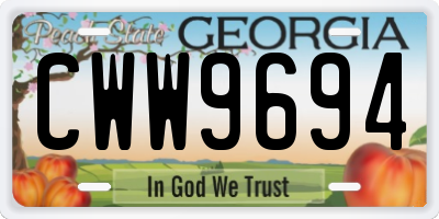 GA license plate CWW9694
