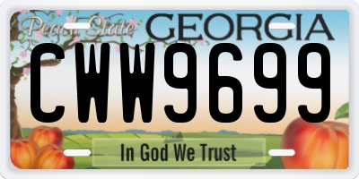 GA license plate CWW9699