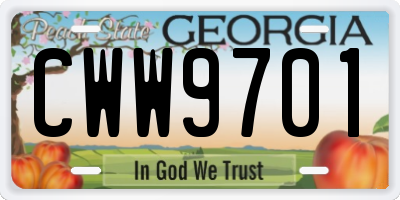 GA license plate CWW9701