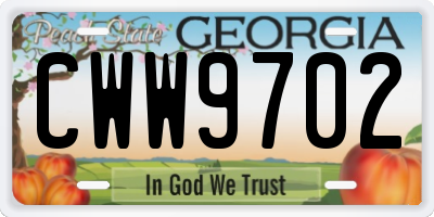 GA license plate CWW9702
