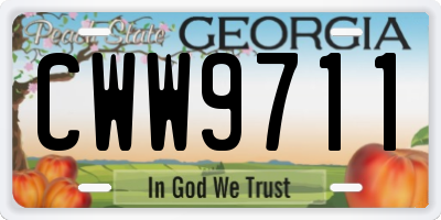 GA license plate CWW9711
