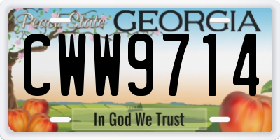 GA license plate CWW9714