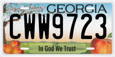 GA license plate CWW9723