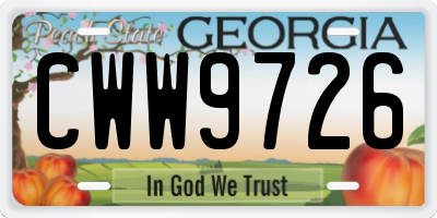 GA license plate CWW9726