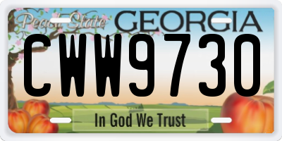 GA license plate CWW9730