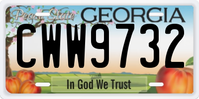 GA license plate CWW9732