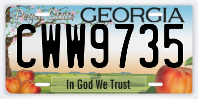 GA license plate CWW9735