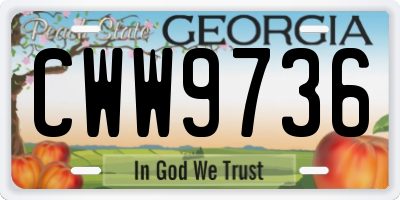 GA license plate CWW9736