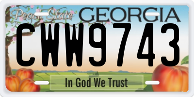 GA license plate CWW9743