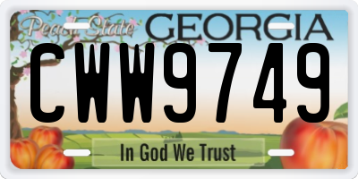 GA license plate CWW9749