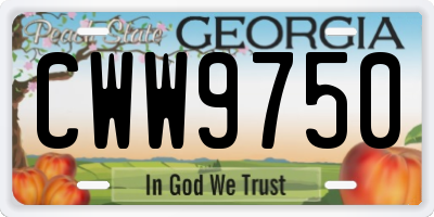 GA license plate CWW9750