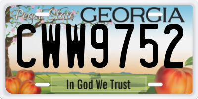 GA license plate CWW9752