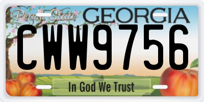 GA license plate CWW9756