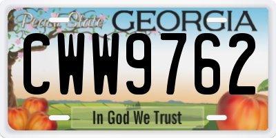 GA license plate CWW9762