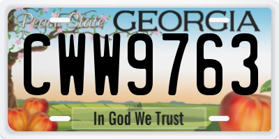 GA license plate CWW9763