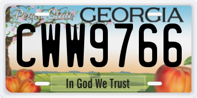 GA license plate CWW9766