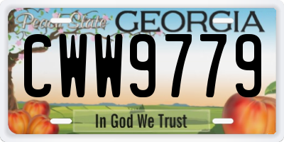 GA license plate CWW9779