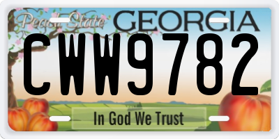 GA license plate CWW9782
