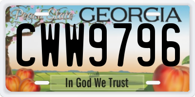 GA license plate CWW9796