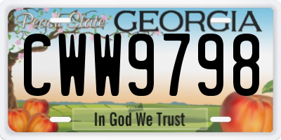GA license plate CWW9798