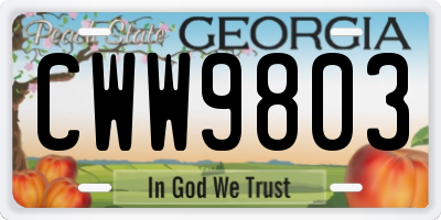 GA license plate CWW9803