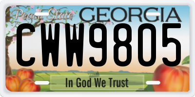 GA license plate CWW9805