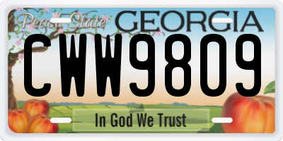 GA license plate CWW9809