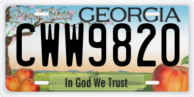 GA license plate CWW9820