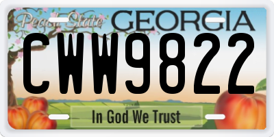 GA license plate CWW9822