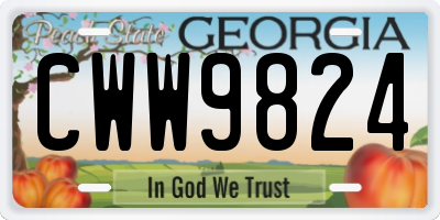 GA license plate CWW9824