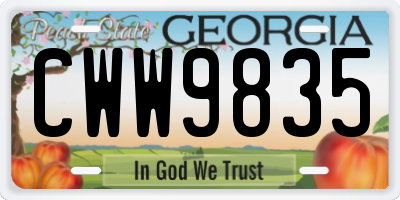 GA license plate CWW9835