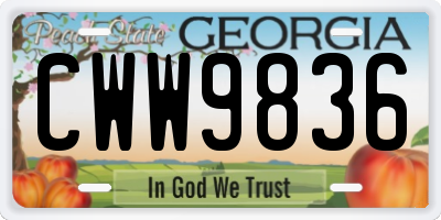 GA license plate CWW9836